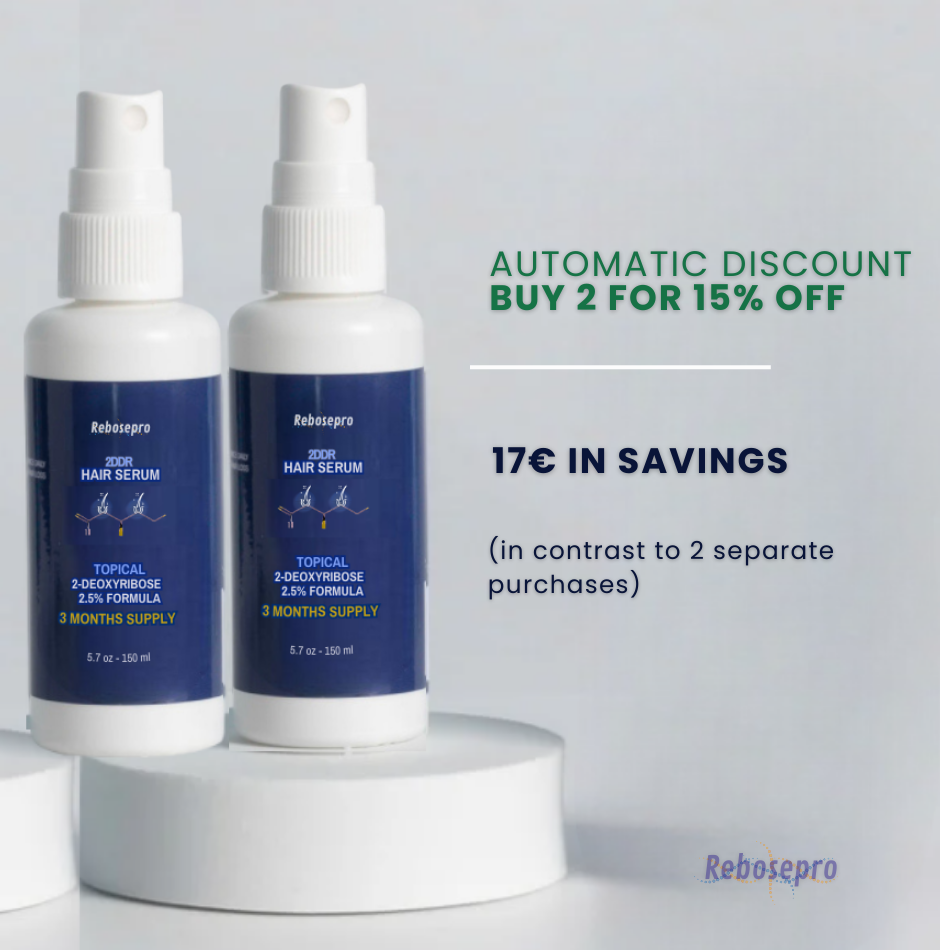 2DDR 2.5% Deoxyribose Sugar Gel Hair Serum - Topical (3 Month Supply) 150ml